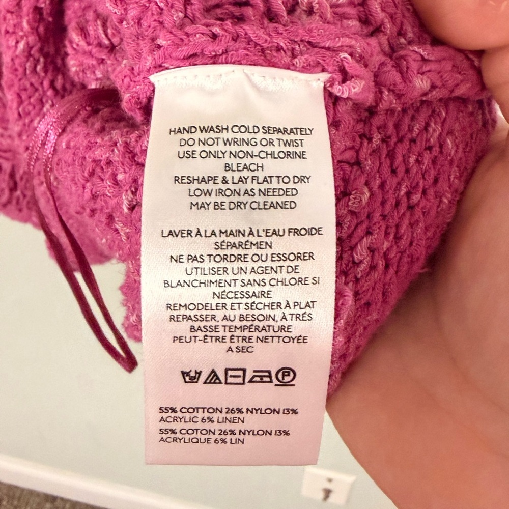 Pilcro Fringe Knit Tank Pink Textured Crop Sweater Top XL - Picture 6 of 6